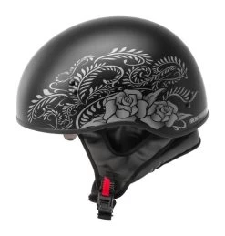 GMax HH65 Rose Naked Helmet 6 GMax HH65 Rose Naked Helmet -Motorcycle Parts g max hh65 naked rose helmet black silver 1