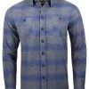 Rokker Milton Flannel Shirt -Motorcycle Parts rokker milton flannel blue grey