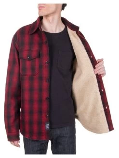 Schott CPO Plaid Sherpa Lined Shirt 11 Schott CPO Plaid Sherpa Lined Shirt -Motorcycle Parts schott cpo plaid sherpa lined shirt red 2